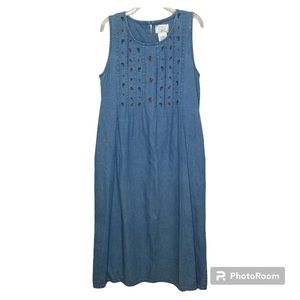 Blue Embroidered Maxi Dress